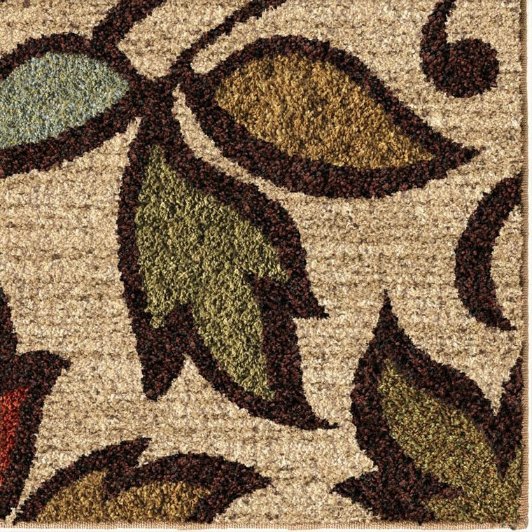 Orian Wild Weave Plush Leaves Getty Bisque Runner - 2'3" x 8' - 1608