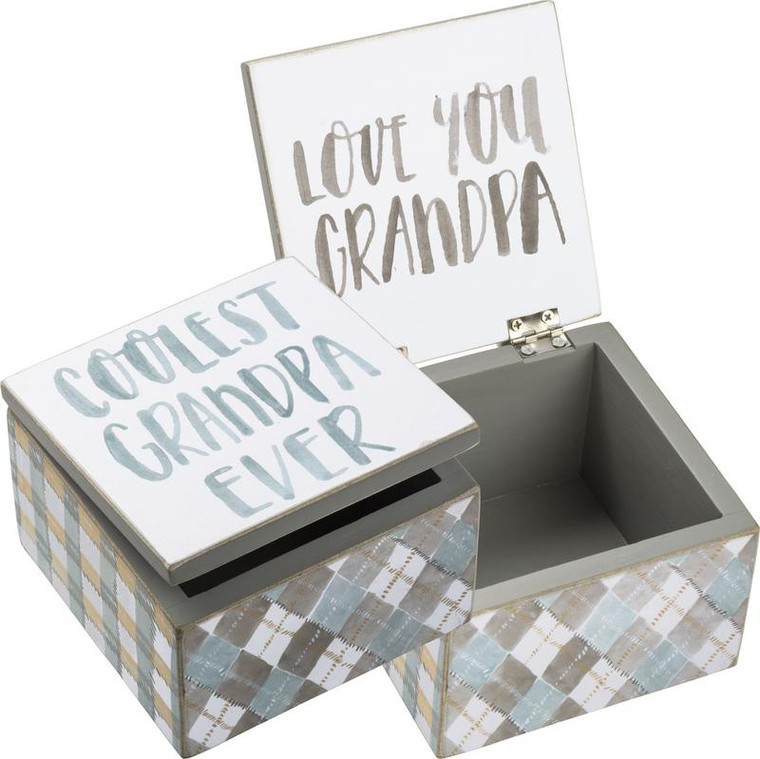 Hinged Box - Coolest Grandpa - Set Of 4 (Pack Of 2) 100245 By Primitives By Kathy