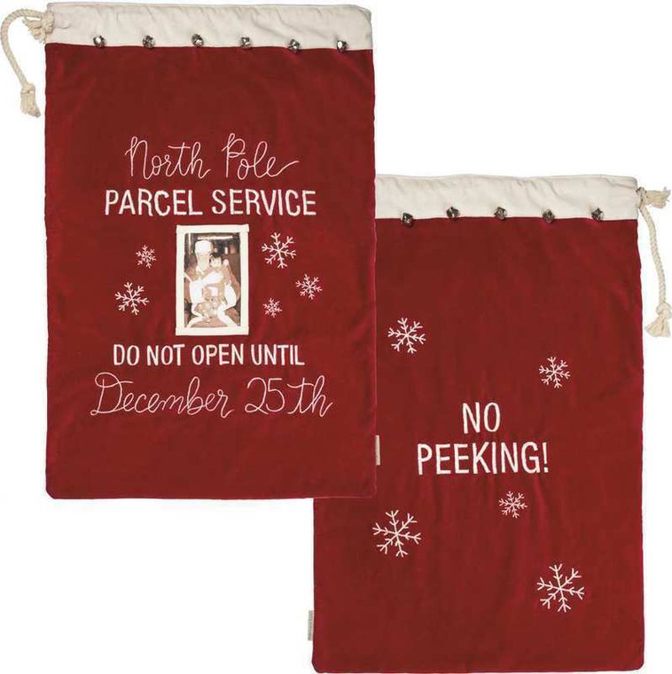 100683 Santa Sack - No Peeking - Set Of 2 By Primitives by Kathy