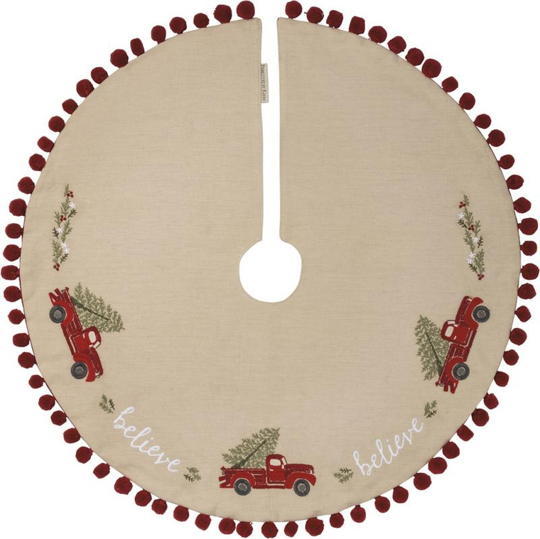 101318 Med Tree Skirt - Believe Truck - Set Of 2 By Primitives by Kathy