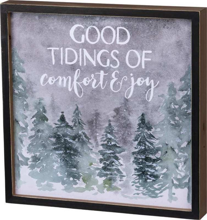 104170 Inset Box Sign - Good Tidings - Set Of 2 By Primitives by Kathy