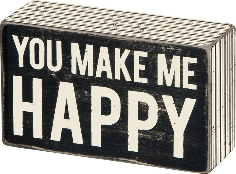 Box Sign - Make Me Happy - Set Of 2 (Pack Of 4) 22681 By Primitives By Kathy