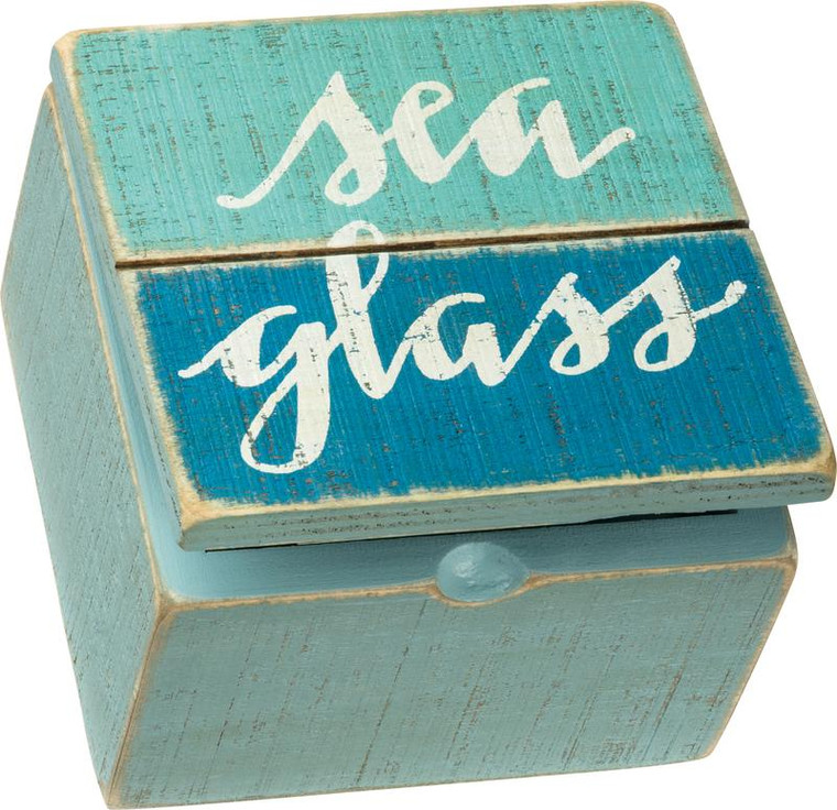 Slat Hinged Box - Sea Glass - Set Of 4 (Pack Of 2) 34482 By Primitives By Kathy