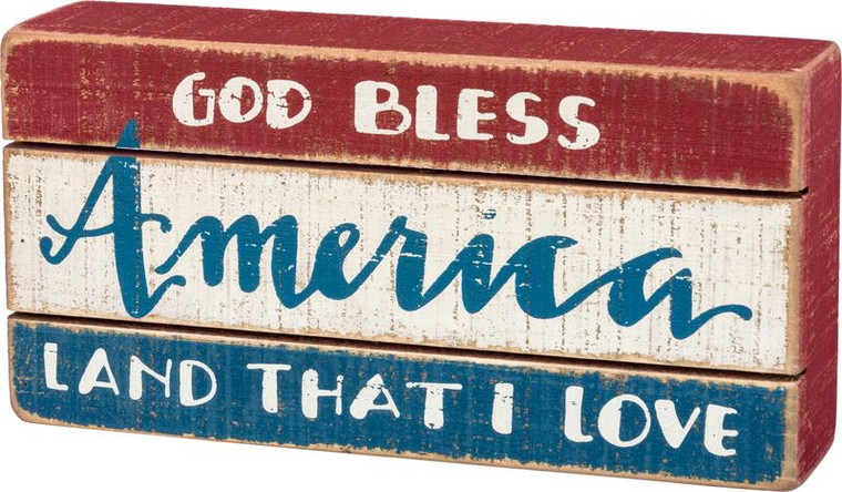 Slat Box Sign - Land I Love - Set Of 2 (Pack Of 3) 35268 By Primitives By Kathy