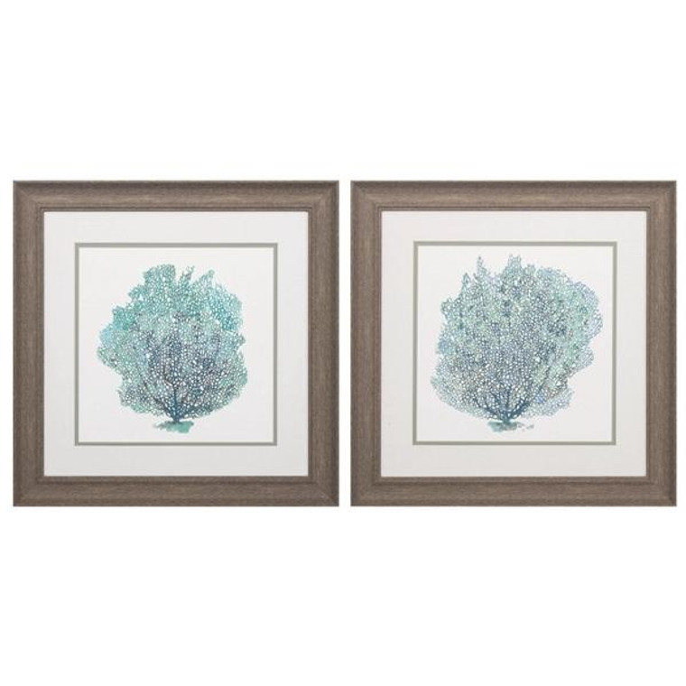 Teal Coral On White Wall Decor Pack Of 2 2230 By Propac Images