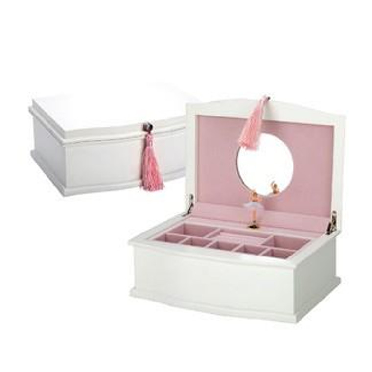 R&B Ballerina Musical Chest White/Pink Jewelry Box M565AP