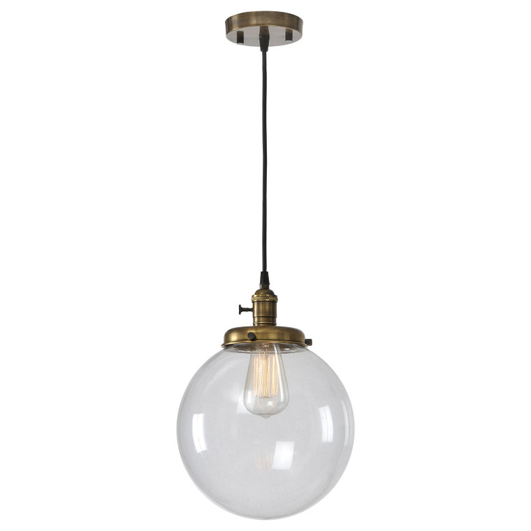 Antonio Clear Glass Globe Ceiling Pendant Lamp Antique Brass LPC086