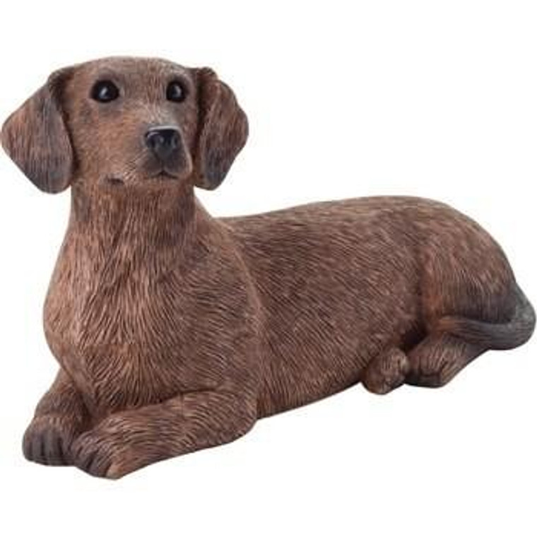 Sandicast Small Size Red Lying Dachshund Sculpture - SS04406