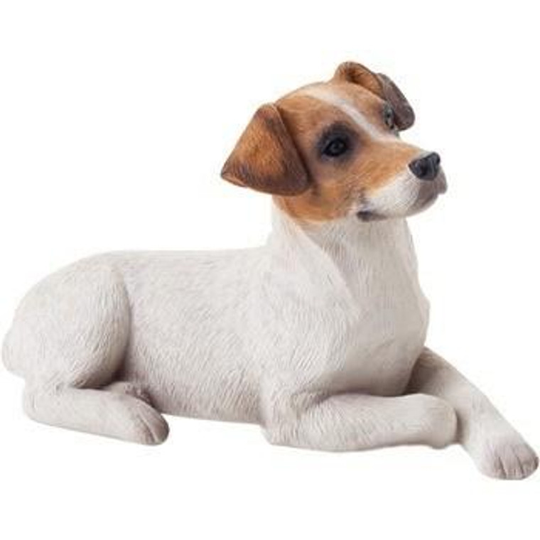 Sandicast Jack Russell Terrier Small Size Brown/White Lying Dog Statue - SS20502