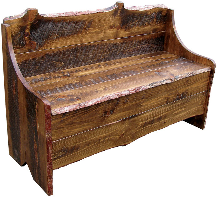 RBB48 Sawdust 4' Long Rustic Pine Bench With Storage