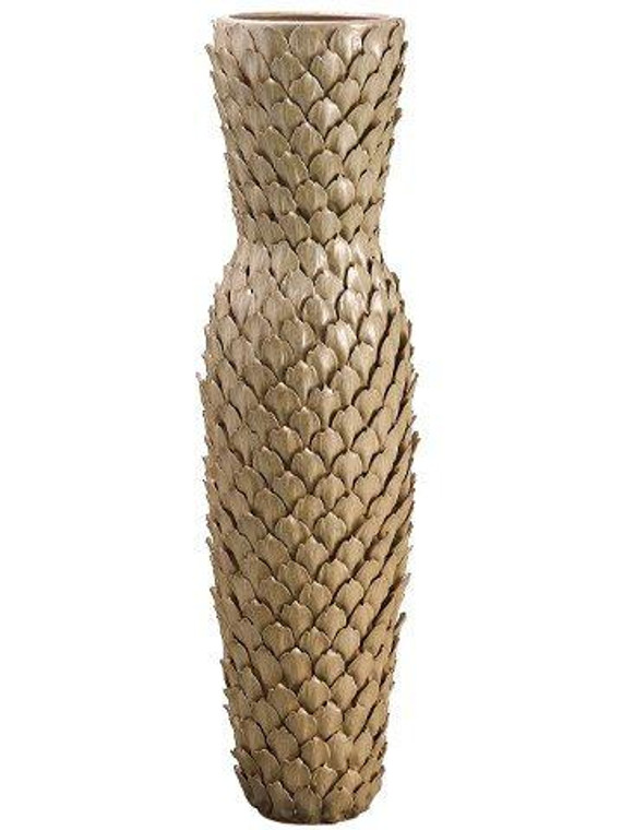 10.6"Dx39.7"H Leaf Pattern Ceramic Vase Lilac Beige ACQ792-LL/BE