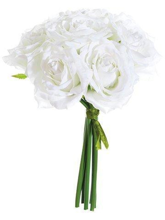9" Rose Bouquet X7 White 12 Pieces FBQ957-WH