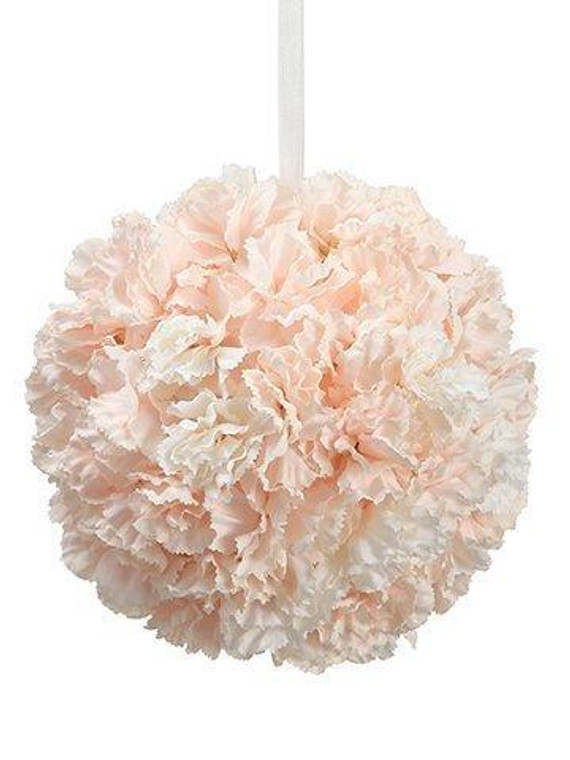 9" Carnation Kissing Ball  Cream Blush 6 Pieces FZB129-CR/BS