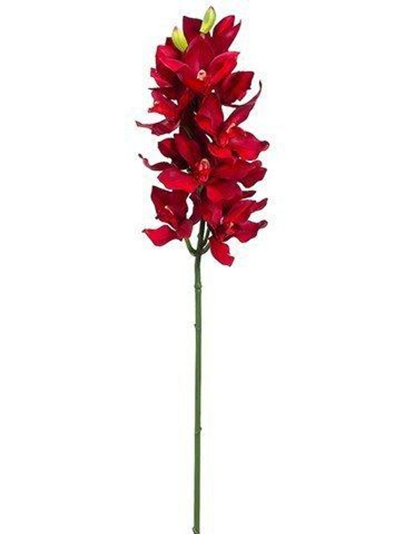 38" Cymbidium Orchid Spray Red 6 Pieces HSO690-RE