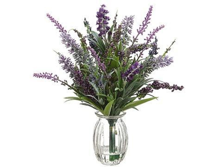 11" Lavender In Glass Vase Purple Lavender 12 Pieces LFL341-PU/LV