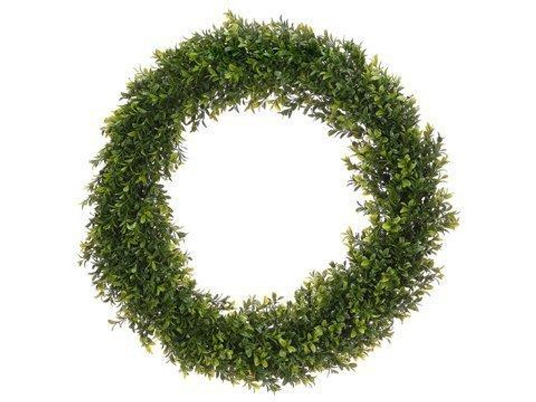 24" Round Boxwood Wreath Two Tone Green 2 Pieces PWB280-GR/TT