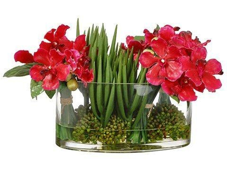 10.5"H X 13"W X 19"L Vanda Orchid In Glass Vase Beauty Green WF9220-BT/GR