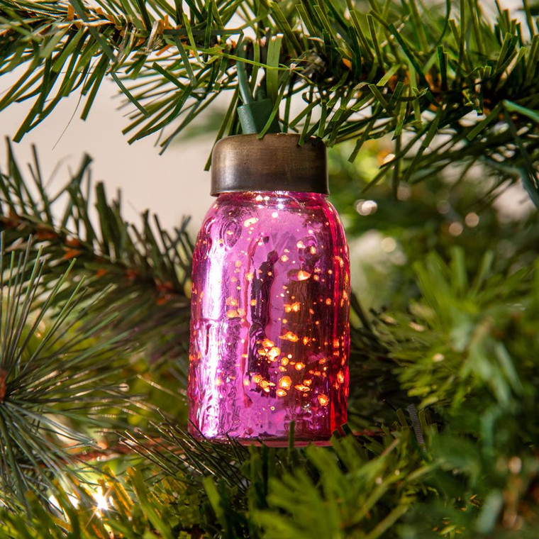 CTW Home Glass Mini Mason Jar Ornament - Mercury Pink (Pack Of 6) 811320P