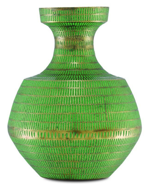 Currey Nallan Small Vase Antique Brass/Green 1200-0021