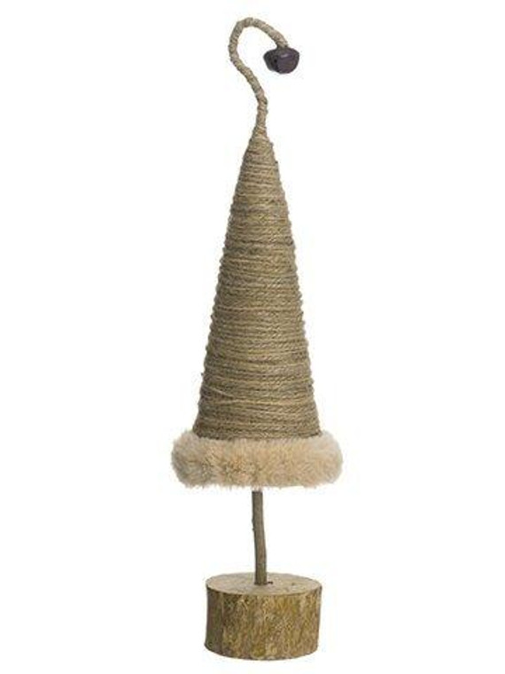 17" Santa Hat Cone Topiary Beige Brown 4 Pieces XAT085-BE/BR