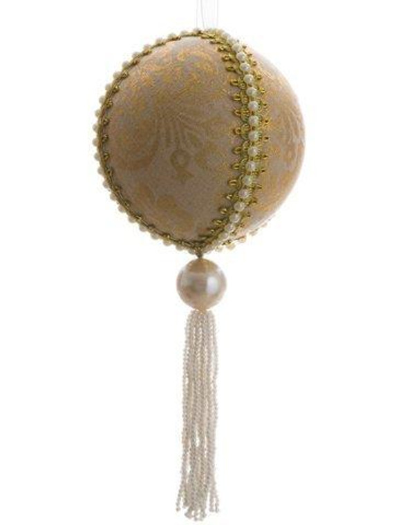 10.5" Pearl Tassel Ball Ornament Gold Pearl 12 Pieces XM0180-GO/P