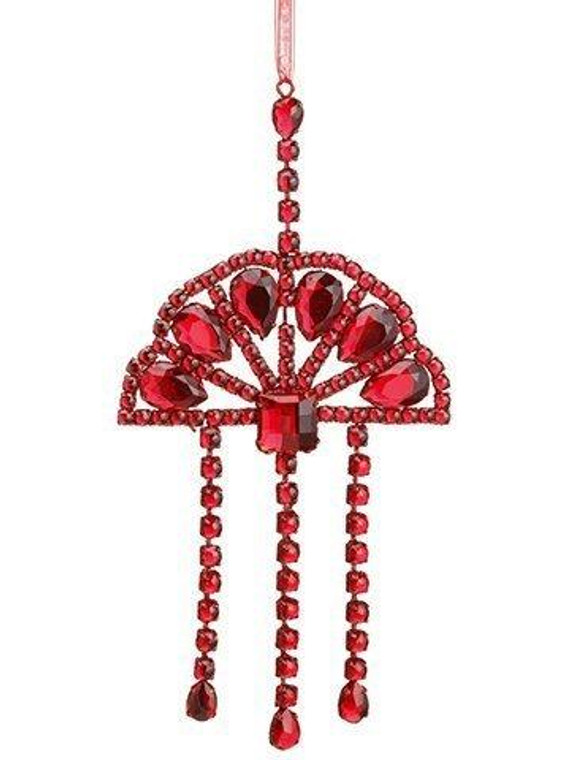 11" Glittered Rhinestone Drop Ornament Glittered Red 8 Pieces XN0207-RE/GL