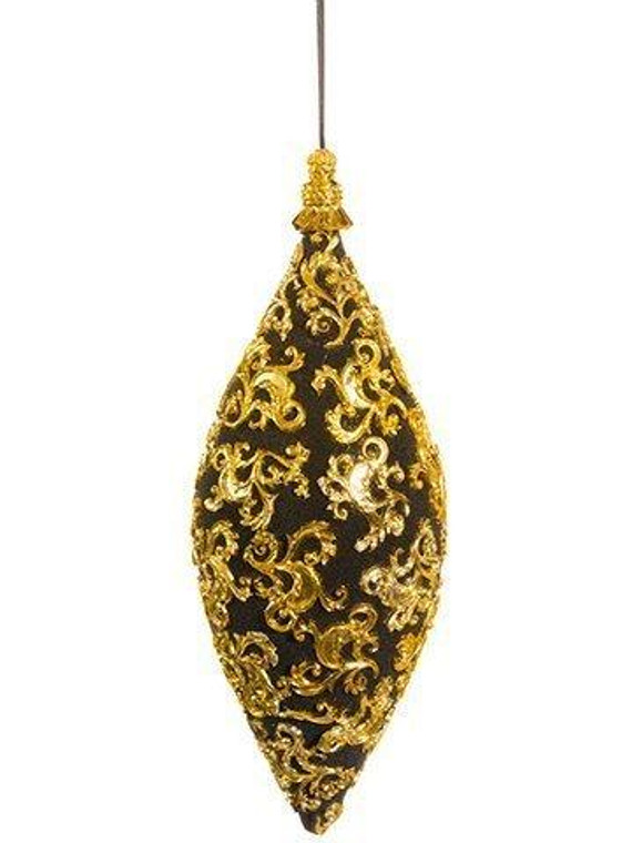 11" Filigree Finial Ornament Black Gold 6 Pieces XN1404-BK/GO