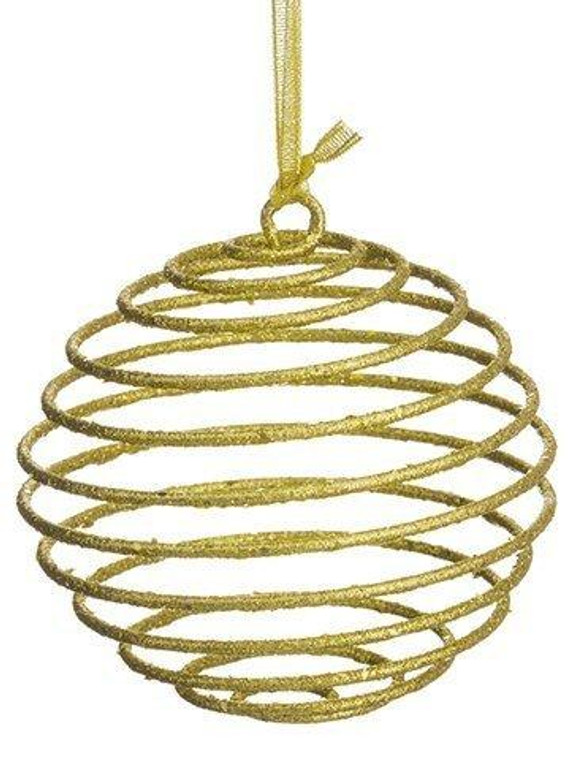 6" Glittered Expand Ball Ornament Gold 12 Pieces XN1408-GO