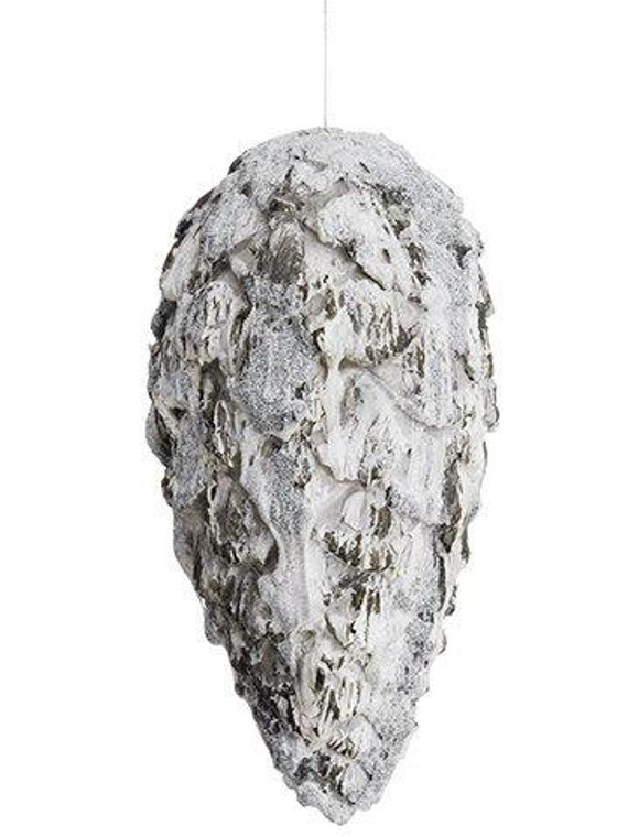 11" Glittered Pine Cone Ornament Glittered Gray 12 Pieces XN5405-GY/GL