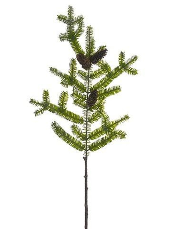 35" Glittered Spruce Pine Spray With Pine Cone Green 12 Pieces YSS417-GR