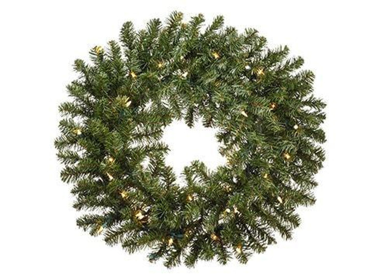24" Balsam Pine Wreath X 180 W/50 Clear Lights Green 12 Pieces YWP174-GR