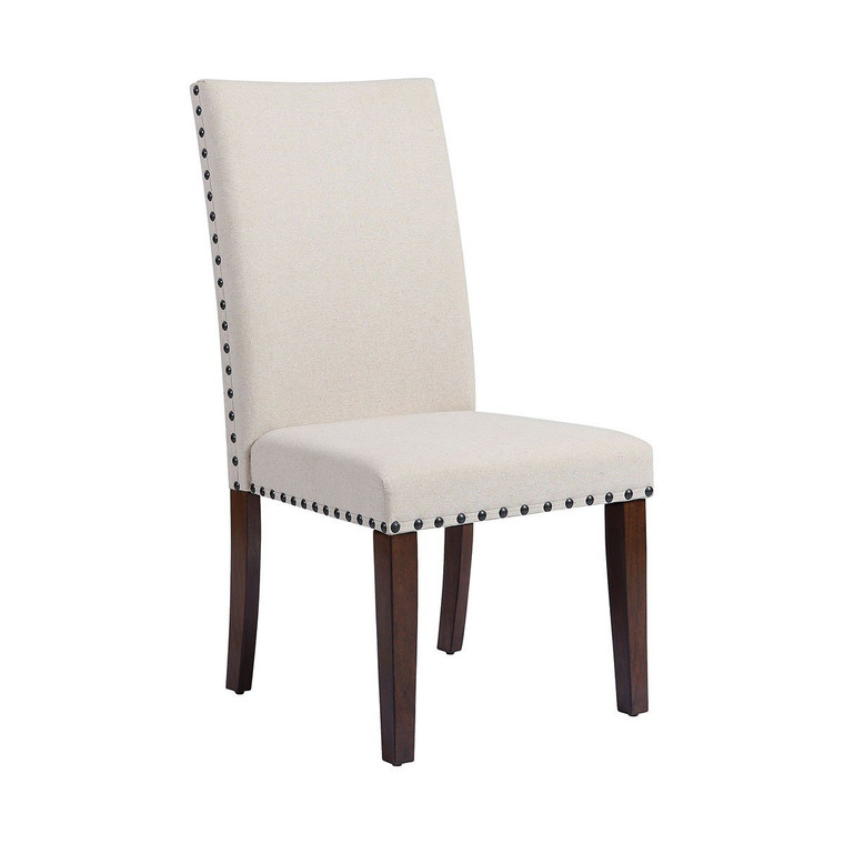 Stein World Hudgins Natural Linen Fabric W/ Dark Cherry Wood Legs Dining Chair 16995