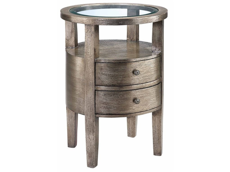 Stein World Lucan Round Accent Table With 2 Drawers In Metallic 28312