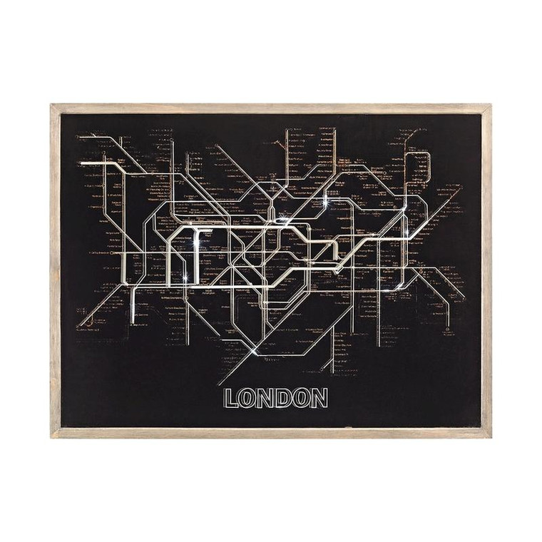 24-Inch Wood And Glass London Tubemap Wall Decor 351-10238 BY Sterling