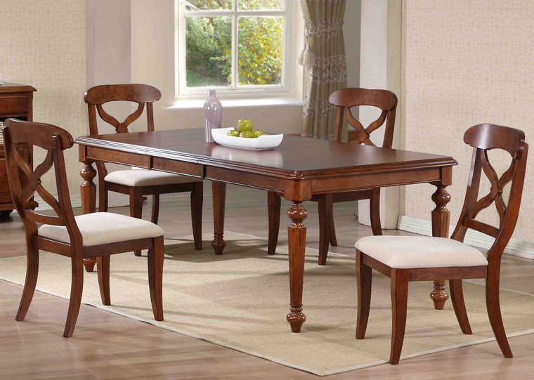 5 Piece Andrews Butterfly Leaf Dining Table Set In Chestnut