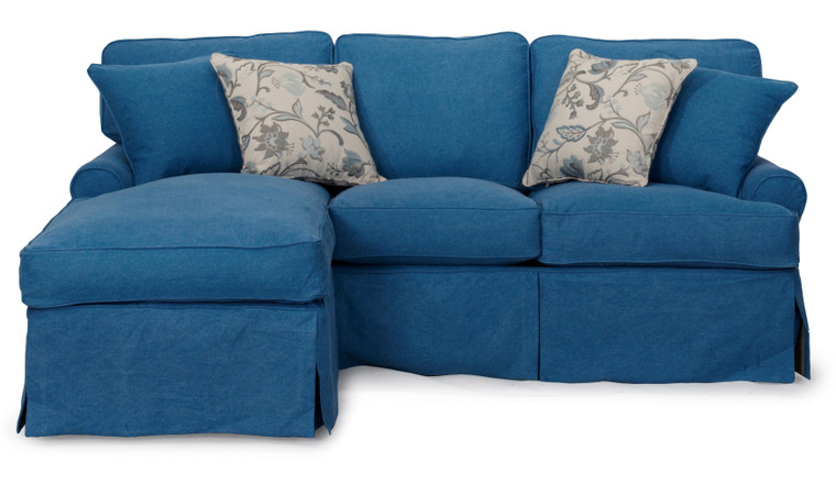 Horizon Slipcovered Sleeper Sofa And Chaise In Indigo Blue