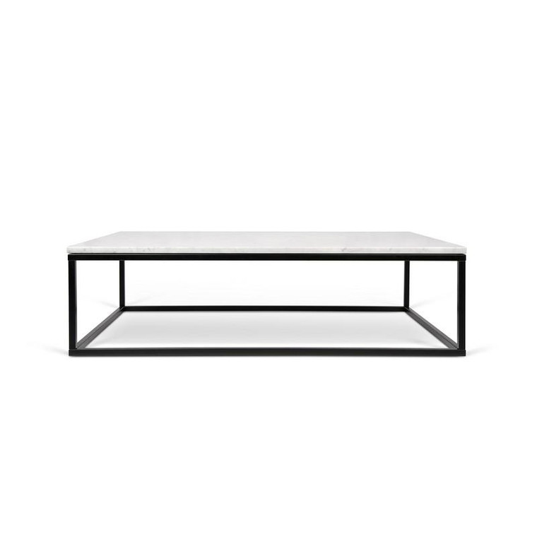 Temahome Prairie Rectangle White Marble Coffee Table with Black Legs - 9500.625046