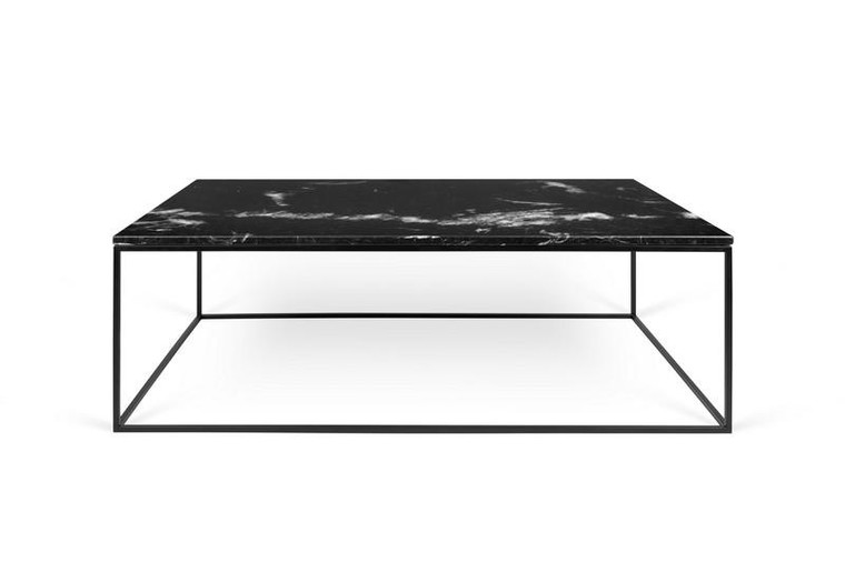 Temahome Gleam Rectangle Black Marble Coffee Table with Black Base - 9500.625992