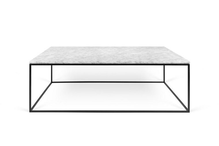 Temahome Gleam Rectangle White Marble Coffee Table with Black Base - 9500.626005