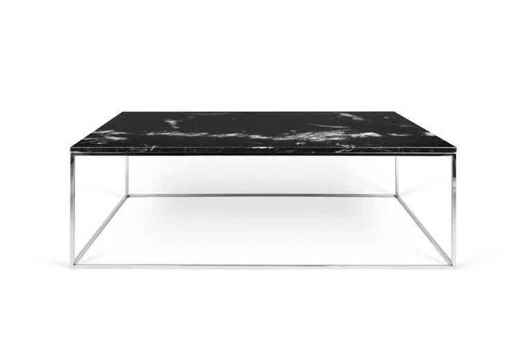 Temahome Gleam Rectangle Black Marble Coffee Table with Chrome Base - 9500.626098