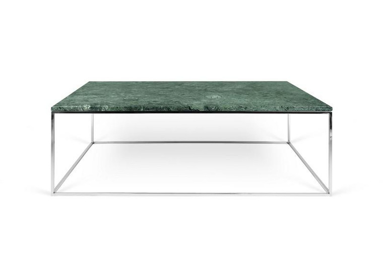 Temahome Gleam Rectangle Green Marble Coffee Table with Chrome Base - 9500.626104