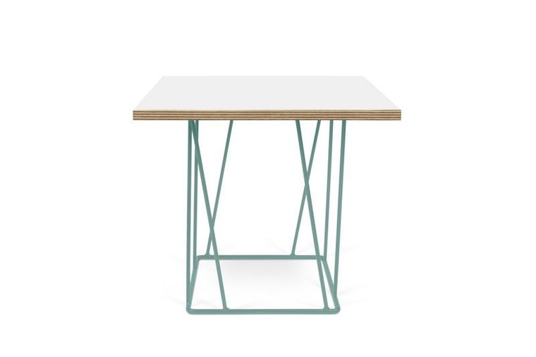 Temahome Helix Square Side Table-White & Plywood/Sea Green Base - 9500.626821