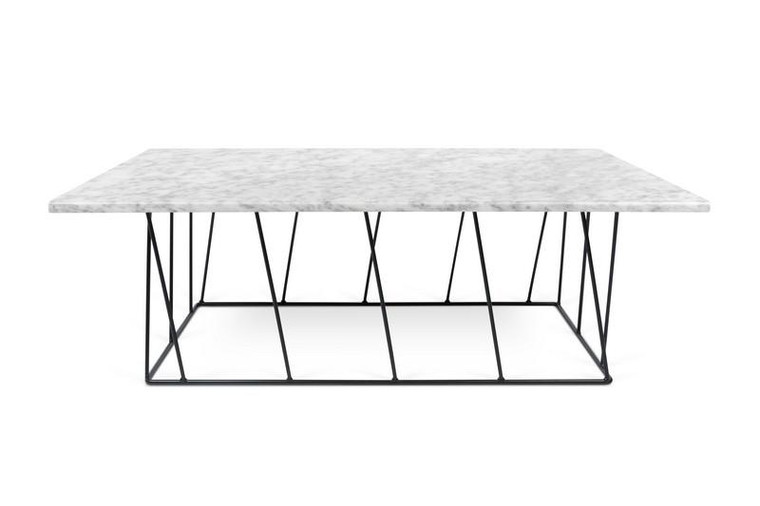Temahome Helix Rectangle White Marble Coffee Table with Black Base - 9500.627415