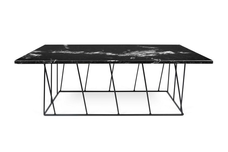 Temahome Helix Rectangle Black Marble Coffee Table with Lacquered Steel Base - 9500.627422