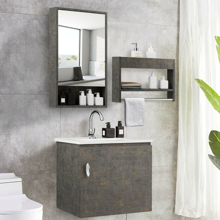 Modern Wall-mounted Bathroom Vanity Sink Set