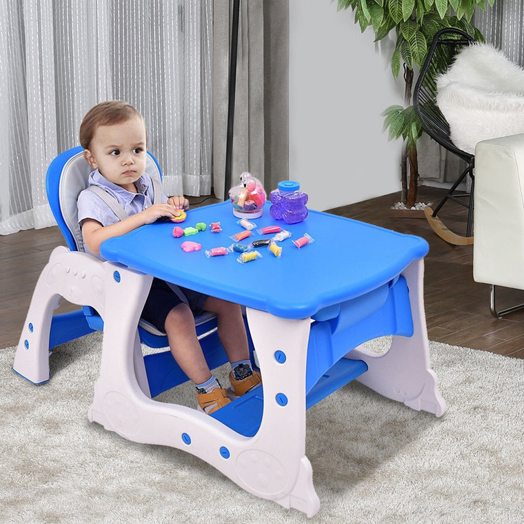 3 In 1 Convertible Play Table Seat Baby High Chair-Blue BB4640BL