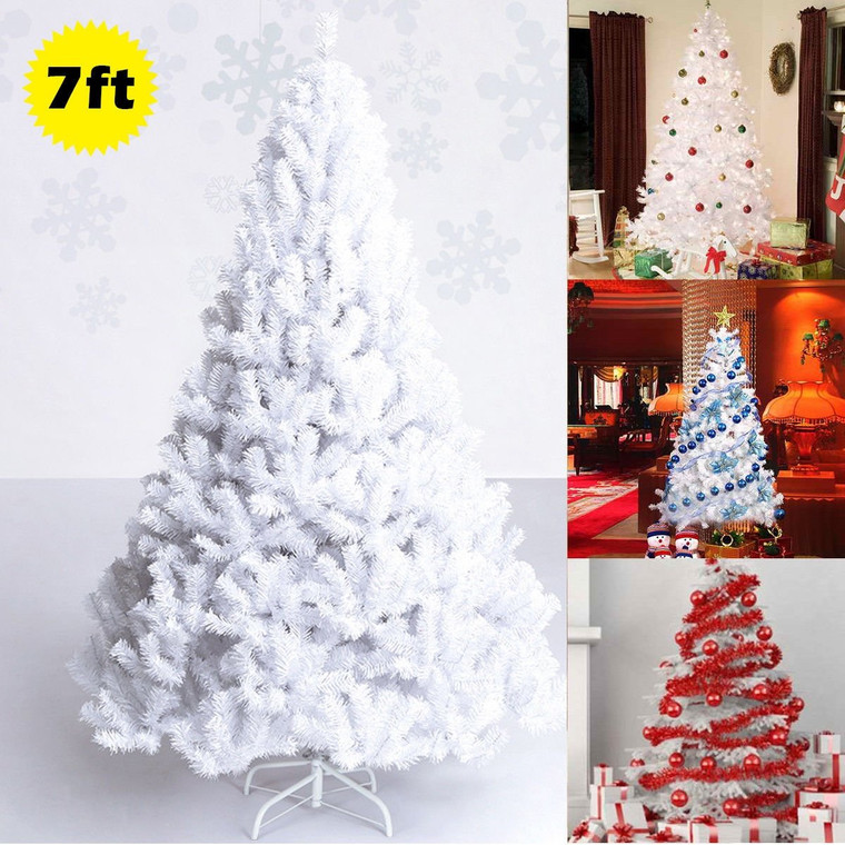 7 ft White Artificial PVC Christmas Tree w/ Stand