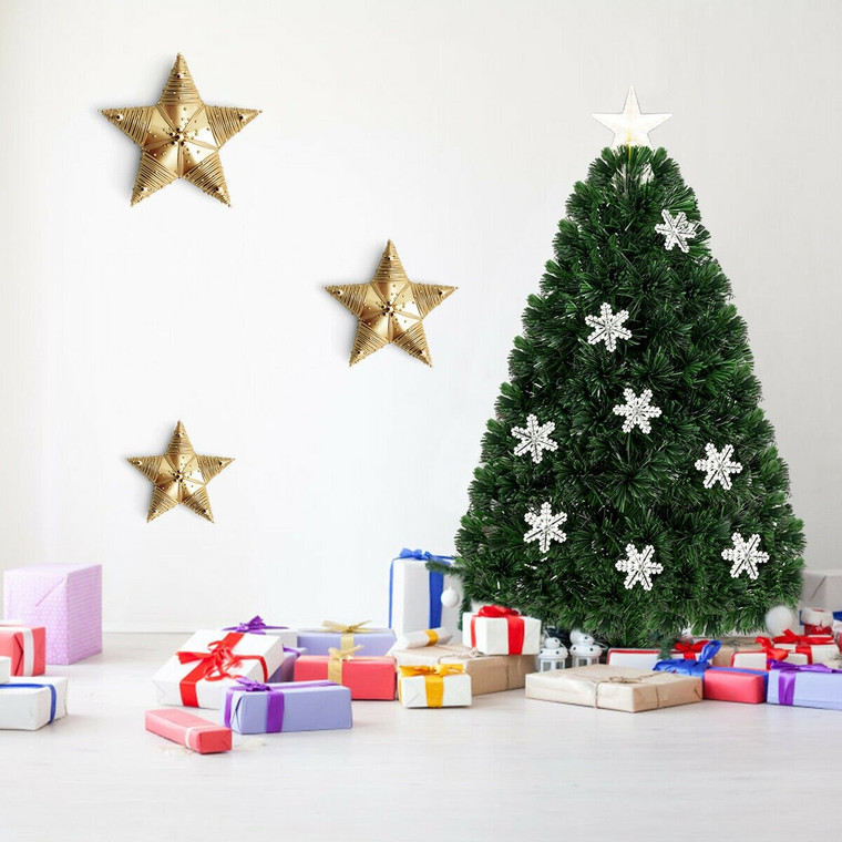 3' / 4' / 5' / 6' Fiber Optic Artificial Christmas Tree W/ Lights & Snowflakes CM20527