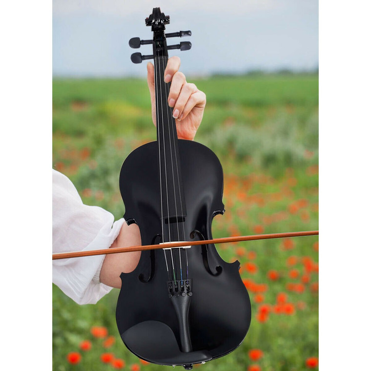 4/4 Full Size Acoustic Violin With Case-Black GF30188BK