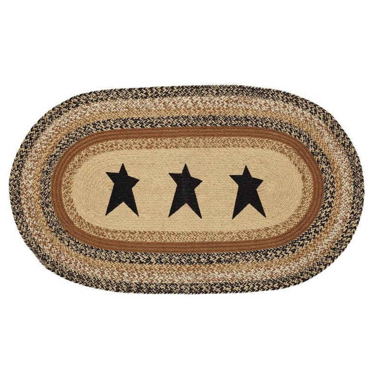 Kettle Grove Jute Rug Oval Stencil Star 27X48 10118